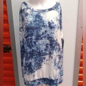 Blue and White Women's Top